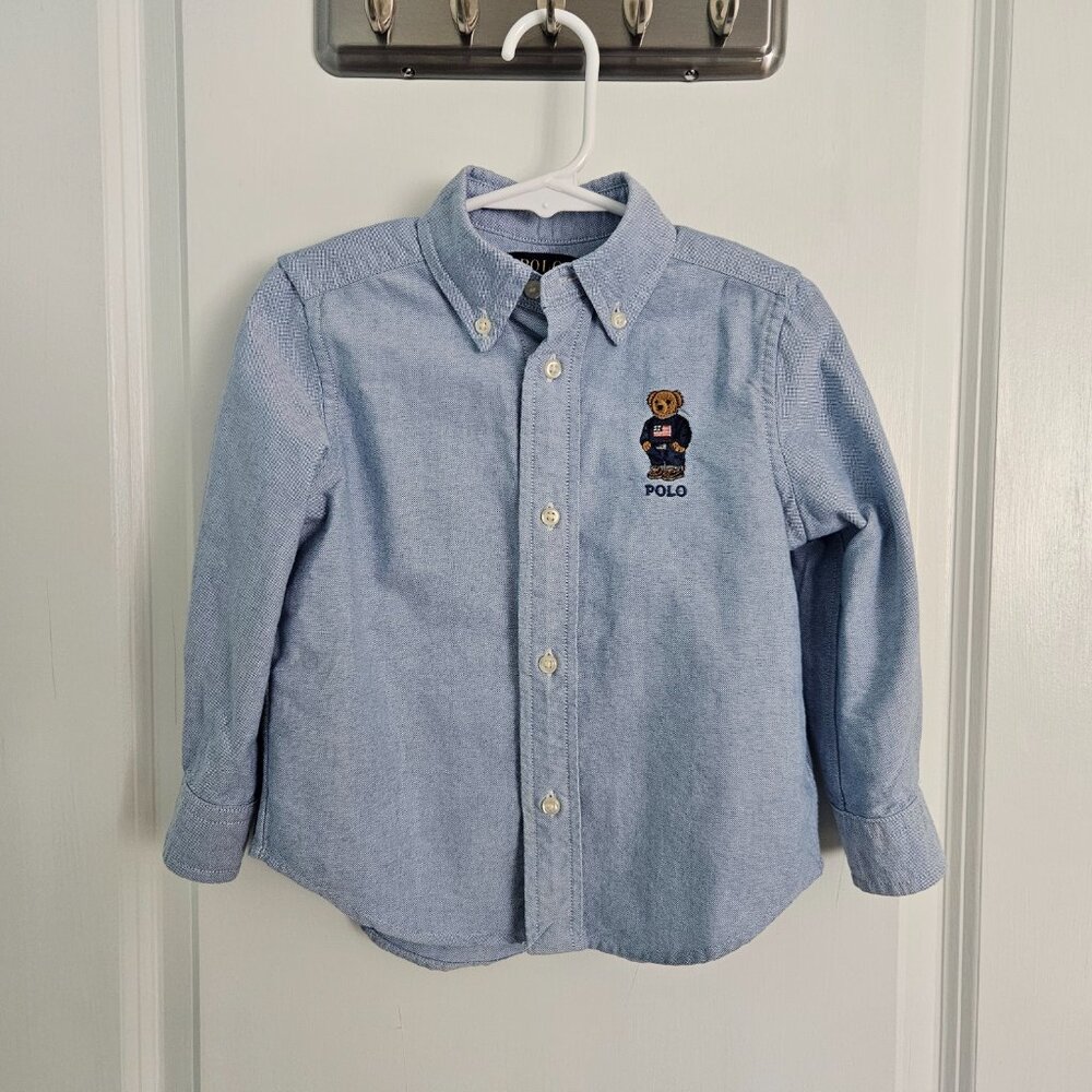 Ralph Lauren Polo Bear Oxford Shirt  – Blue, Size 2T - Picture 3 of 12